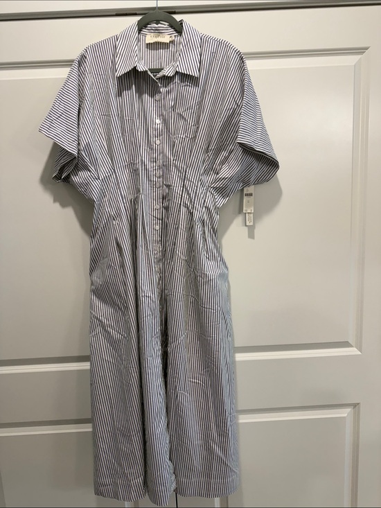 Anthropologie Dresses & Skirts - Anthropologie Blue and White Striped Maxi Shirt Dress